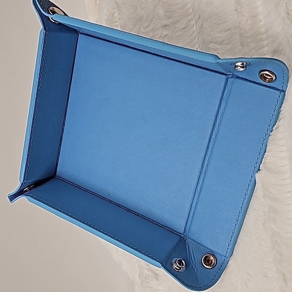 Faux Leather Jewelry Tray Powder Blue Reptile Textured Organizer - Picture 12 of 12